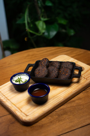 Black pudding arepas. Pan de maiz. Venezuelan dish