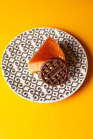 Flan . Quesillo. creme brulee. Milk and egg dessert. Egg tart. Desert. Candy.の写真素材