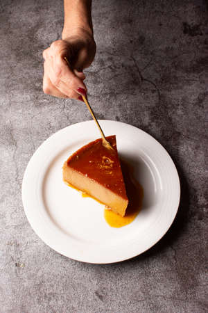 Flan . Quesillo. creme brulee. Milk and egg dessert. Egg tart. Desert. Candy.