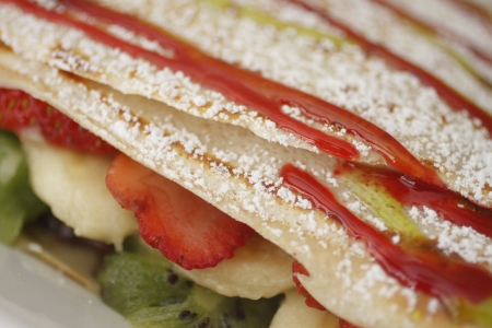 A close up on a fruit crepeの写真素材