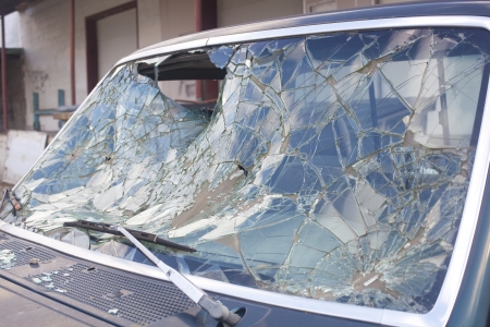 A broken windshield