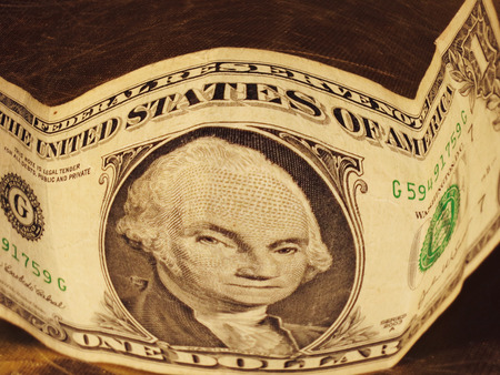 A distorted view of a one dollar bill の写真素材
