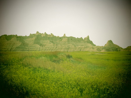 A filtered scenic in the Badlands National Park, South Dakota.の写真素材