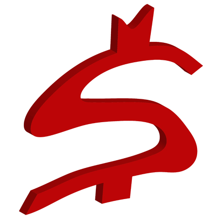 A red 3d shaped dollar sign with horns.のイラスト素材