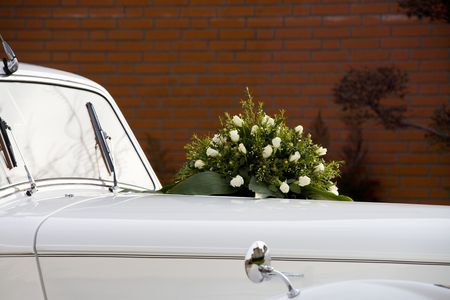 flowers on a carの写真素材