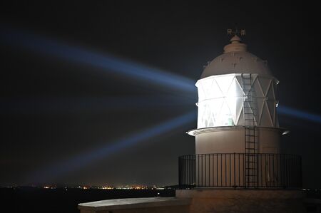 lighthouse hakata in mid nightの写真素材