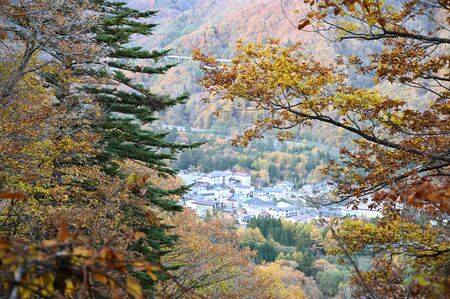 Mt hodaka in mid fallの写真素材