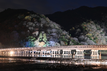 togetsu bridge at hanatoro arashiyamaのeditorial素材