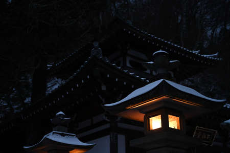 Night light in winterの写真素材