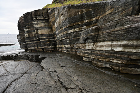Rocks on the coast of the Atlantic ocean, Tintagel, Icelandの写真素材