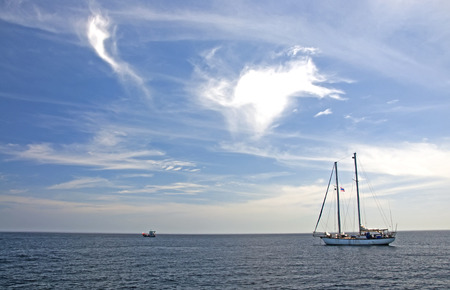boat and sea in bright dayの写真素材