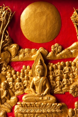 on the door in the templeの写真素材