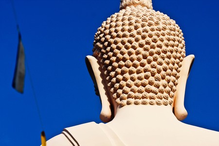 white buddha on the mountainの写真素材
