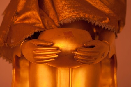 gold buddha in the templeの写真素材