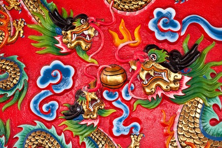 dargon on the wall in chinese templeの写真素材