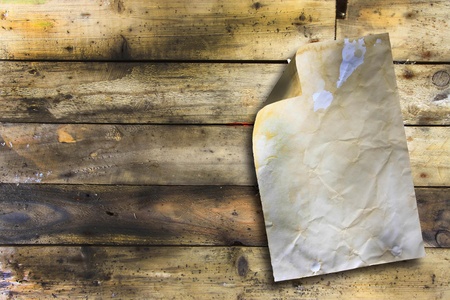 paper on the wood wallの写真素材