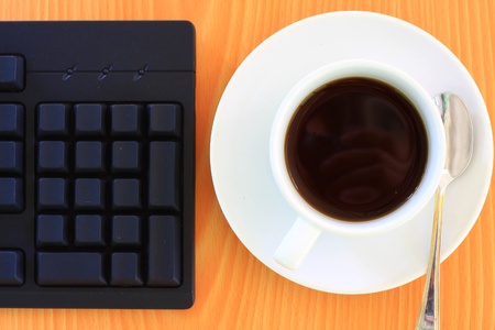 coffee and keyboardの写真素材