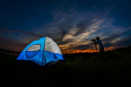 camping on the mountainの写真素材