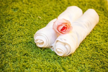 White towel in spa の写真素材