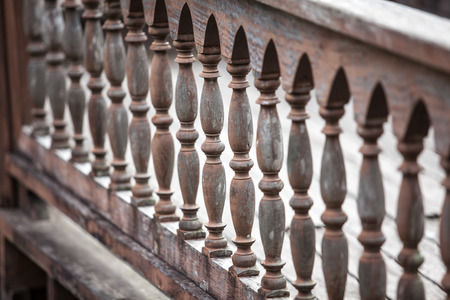Balcony rails made   8203;  8203;of wood to shape の写真素材