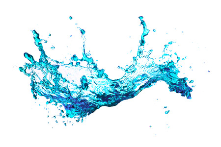 blue splash water isolated on white background 