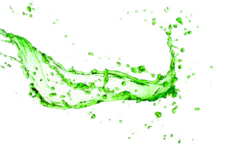 green water splash on white background.の写真素材