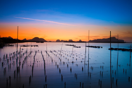 morning in The southern fishing village in Phang Nga, Thailand.の写真素材
