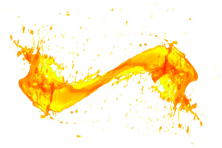 yellow watersplash  on a white background.の写真素材