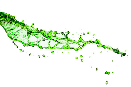 green water splash  on a white background.の写真素材