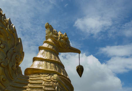 Swan statue in Thai templeの写真素材