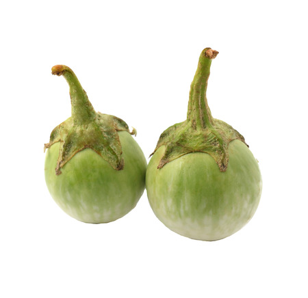 Fresh eggplant isolated on white backgroundの写真素材