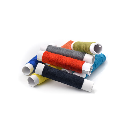 Small multicolor sewing threads, Selective focus