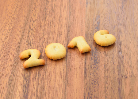 Top view of the numbers on the timber.の写真素材