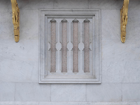 Marble window in the White Temple, Bangkok, Thailandの写真素材