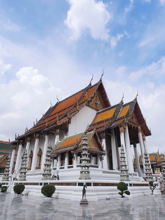 Wat Suthat Thepwararam was the Rama I temple, under cloud sky, Bangkok, Thailandの写真素材