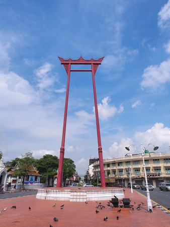 Brahmin swing (Sao Chingcha) was under blue sky, Bangkok, Thailandの写真素材