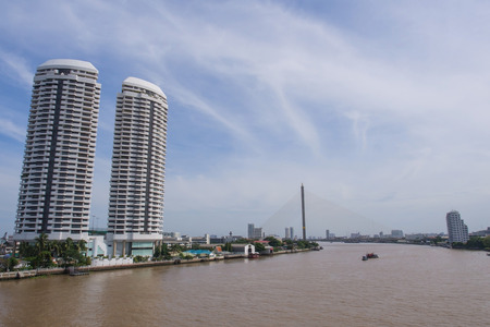 Bridge cross the most important river of Bangkokの写真素材