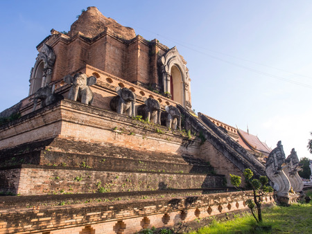 Wat Jedi Luang is one of the most attractive in Chiangmai, Thailand.の写真素材