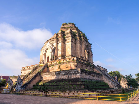 Wat Jedi Luang is one of the most attractive in Chiangmai, Thailand.の写真素材
