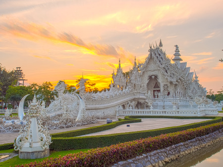 White temple under twilight skyの写真素材