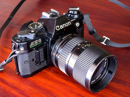 CHIANGRAI - JANUARY 4: Canon AE-1 Program classic film camera in natural light, was taken on January 4, 2015, in Chiangrai, Thailand.のeditorial素材