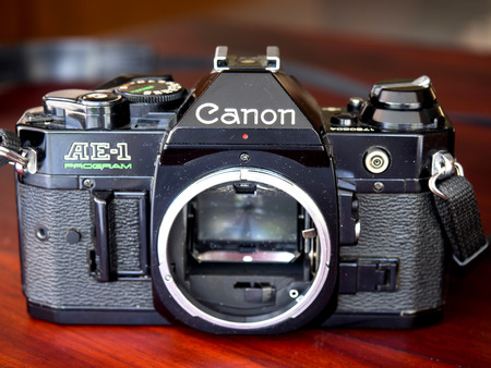 CHIANGRAI - JANUARY 4: Canon AE-1 Program classic film camera in natural light, was taken on January 4, 2015, in Chiangrai, Thailand.のeditorial素材
