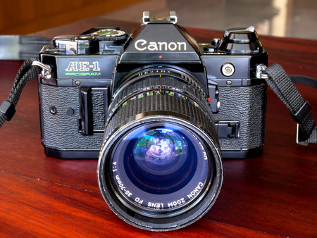 CHIANGRAI - JANUARY 4: Canon AE-1 Program classic film camera in natural light, was taken on January 4, 2015, in Chiangrai, Thailand.のeditorial素材