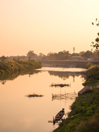 Riverside view in rural area of Thailandの写真素材