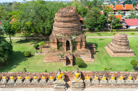 Old historic brick pagoda in Thai templeの写真素材