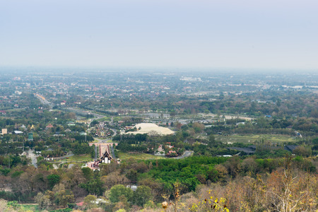 Mountain top view of Chiangmai city in twilight period, Thailandの写真素材