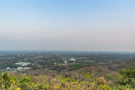 Mountain top view of Chiangmai city in twilight period, Thailandの写真素材