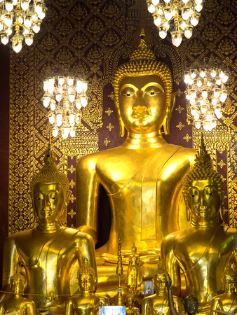 Northern Thai art Buddha statue in church of Thai templeのeditorial素材