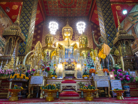 Northern Thai art Buddha statue in church of Thai templeのeditorial素材