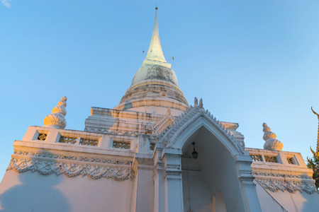 White pagoda of Wat Pathum in Siam Square area in Bangkok, Thailandの写真素材